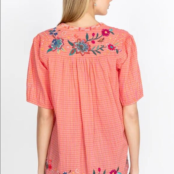 Johnny Was Workshop Olinda Puff Sleeve Effortless Blouse Embr Florals XS NWT - Picture 9 of 12